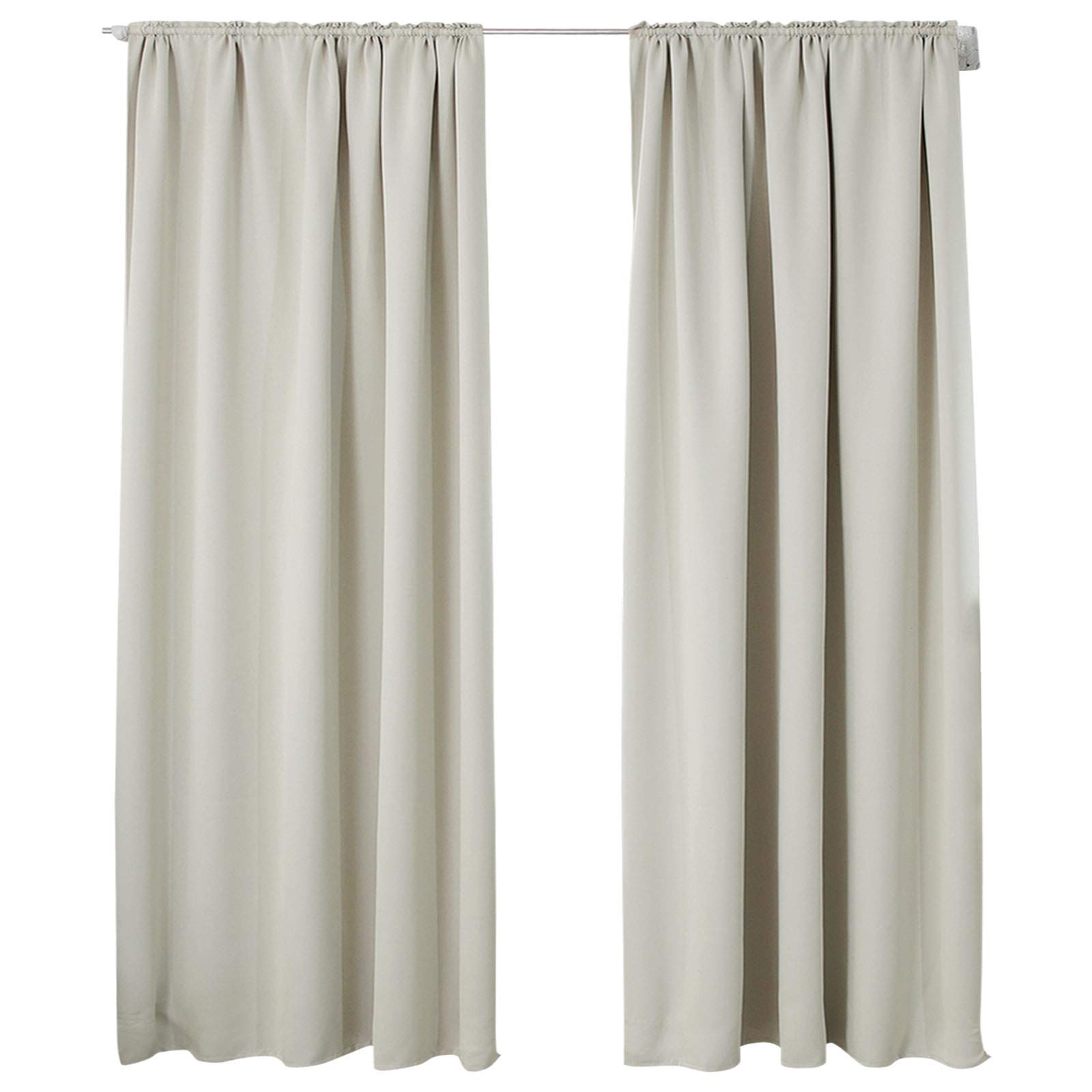 WOLTU 2er Set Gardinen, Verdunklungsvorhänge für Wohnzimmer Kinderzimmer, Blickdicht, Kräusebänder für Schiene, 250 g/m², kälteschutz lichtundurchlässig, 135 x 245 cm, Beige
