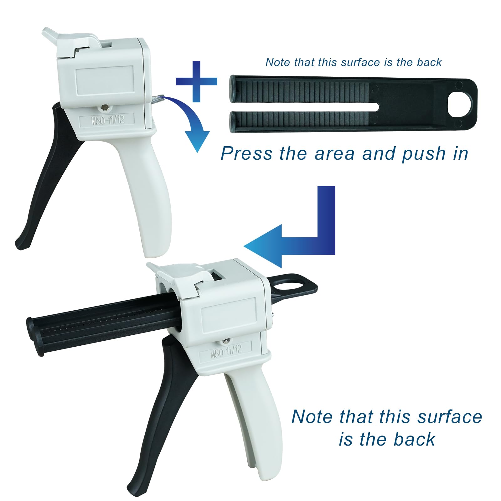 Dispensing Gun Kit Mixing Dispenser Gun with Mixing Nozzle and Tip for 50ml 1:1 Ratio