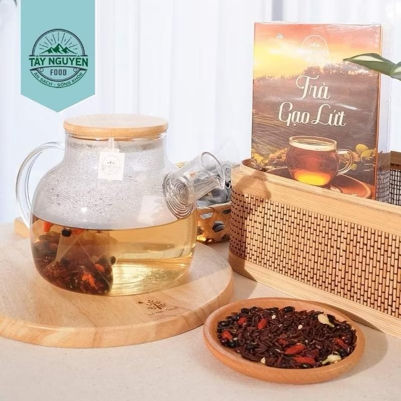 Trà Gạo Lứt Tay Nguyen Food Vietnamese Tea Box Set, 25 Bags x 20g, Premium Loose Leaf Black Tea, 500 gram - Image 3