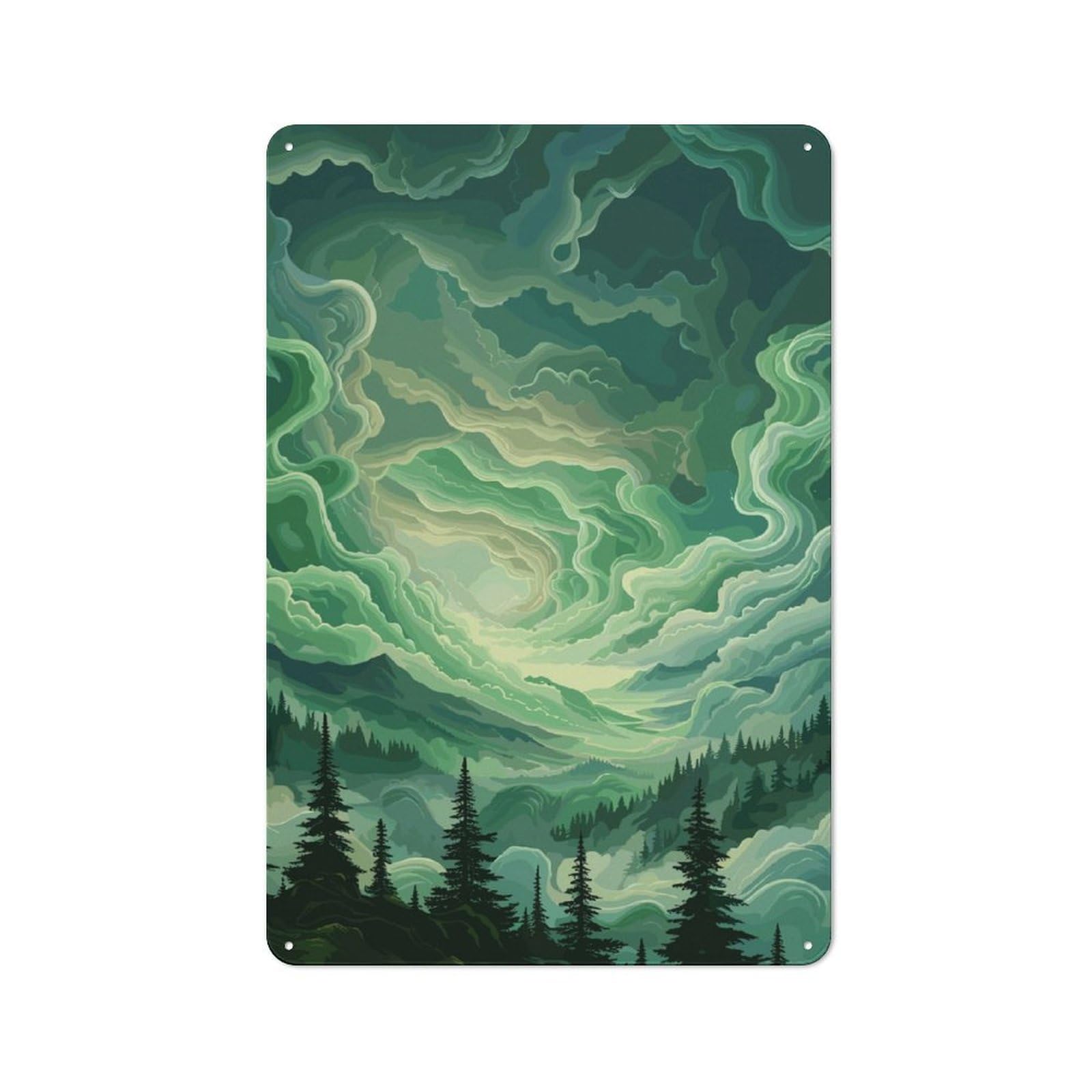 Junmoney Green Sky Mountain Landscape For Garden Room Or Summerhouse, Retro Tin Sign 30X20cm, Suited To Wall Displays In Garden Rooms And Summerhouses