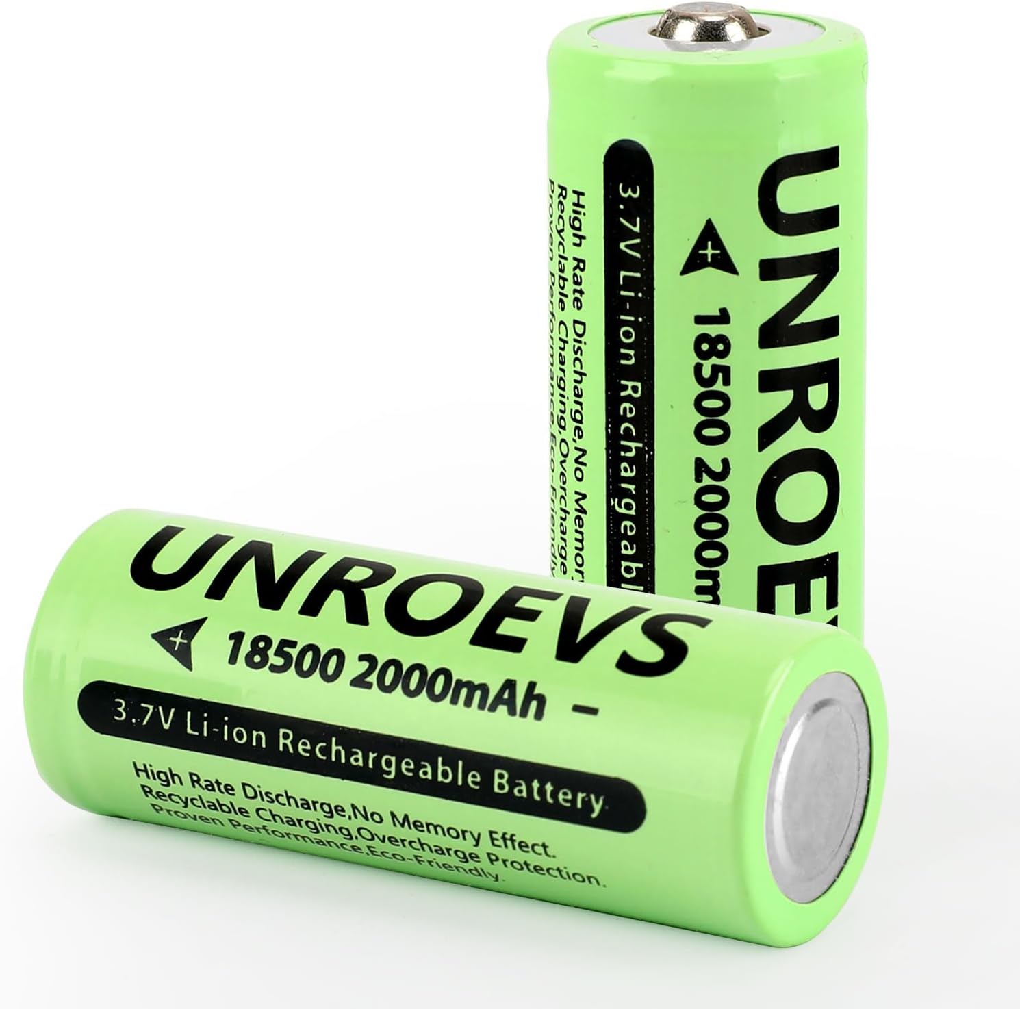 2 Packs 18500 Rechargeable Battery with Button Top,3.7V 2000mAh INR 18500 High Capacity Li-ion Battery for Flashlights,Solar Garden Lights. (2, Button Top)