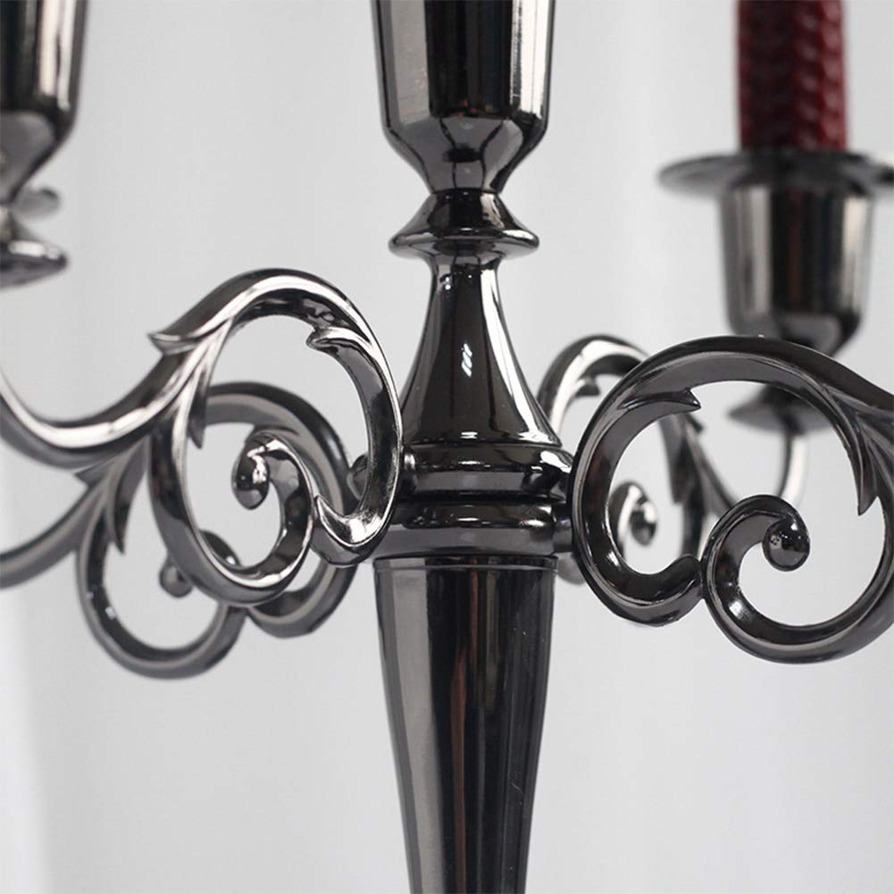 Queta Chandelier Bougeoir en Métal Style d'Européen Chandelier de Mariage Candélabre pour Noël Cadeau d'anniversaire Décor à La Maison (Noir)
