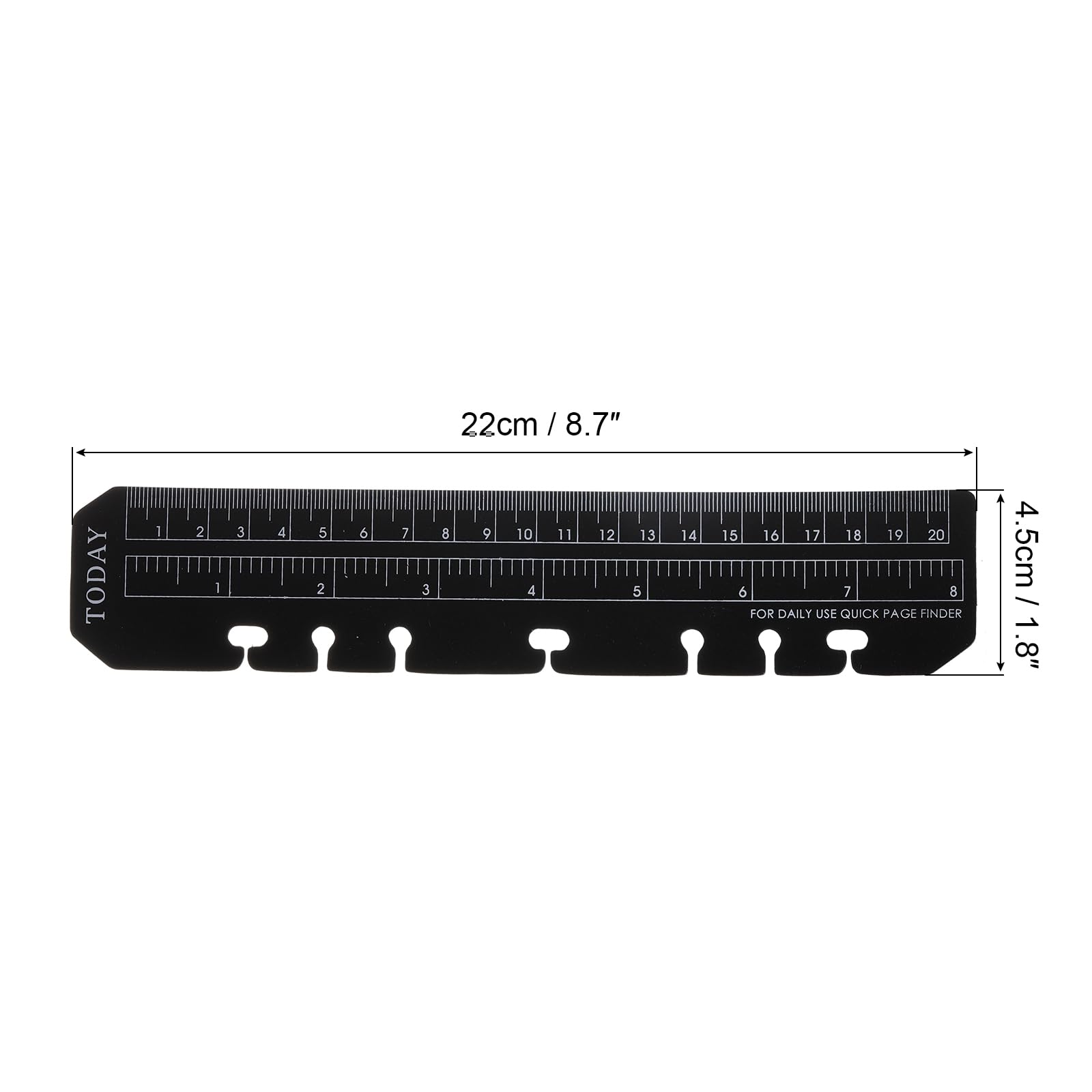 PATIKIL 8.7"x1.8" Bookmark Ruler, 10 Pack Snap-in Ruler Page Marker Book Mark Measuring Tools for A5 Size 6-Hole Binder Notebook, Black - Image 2