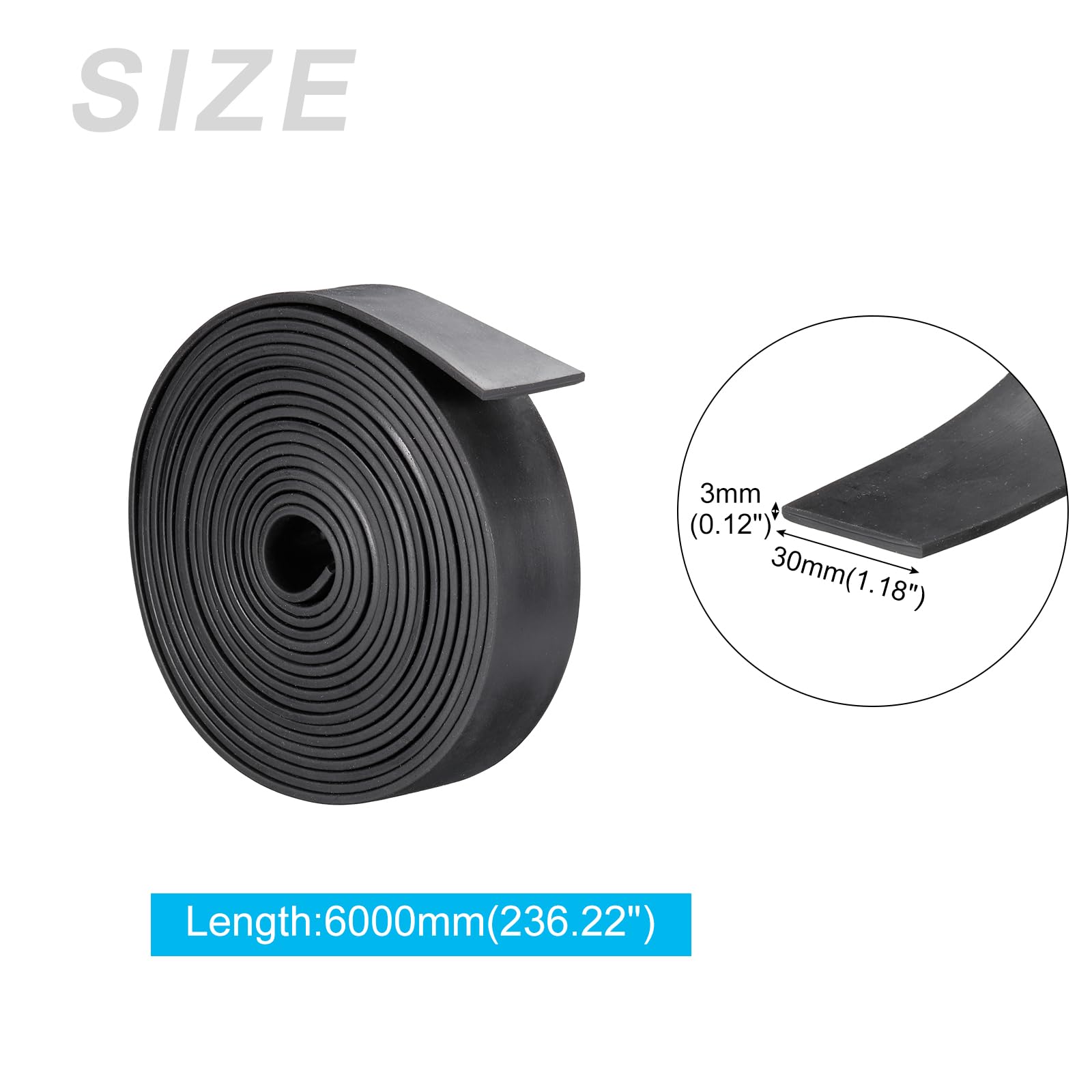 METALLIXITY Solid Rubber Strips (236.22" L x 1.18" W x 0.12" T) 1Pcs, Rubber Neoprene Sheet Rolls - Image 2