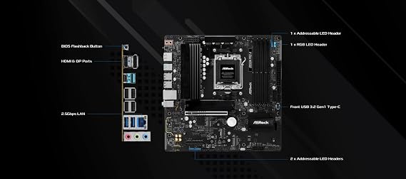 ASRock B850M Pro-A mATX Anakart, AMD AM5 Ryzen 9000 & 8000, DDR5, 3x M.2 SSD, 4k 120Hz, AMD Expo