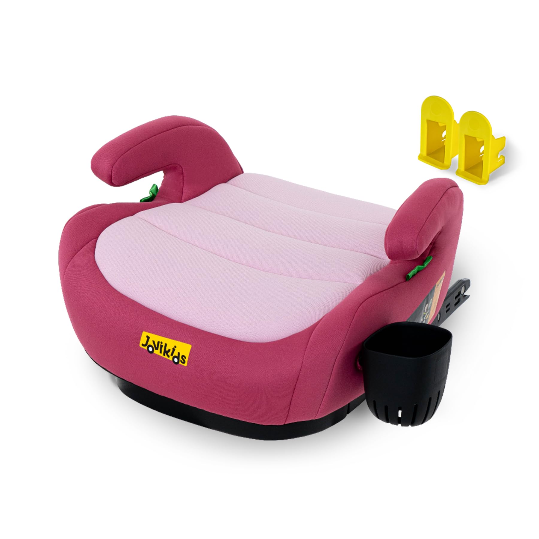 Jovikids Isofix zitverhoger voor kinderen, ECE R129, kinderzitverhoger, groep 2/3 (ca. 15-36 kg), verdikte stoffen bekleding en Isofix-adapter, gemakkelijk wasbaar, blauw, bekerhouder
