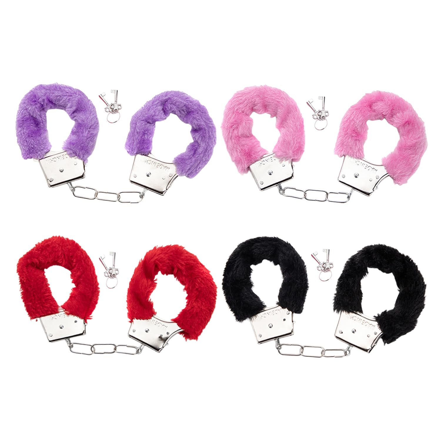 Mxghwg Black 4 Pieces Of Erotic Handcuffs, Plush Toy Handcuffs, Adult Sex Toys, Role-Playing, Party Props.