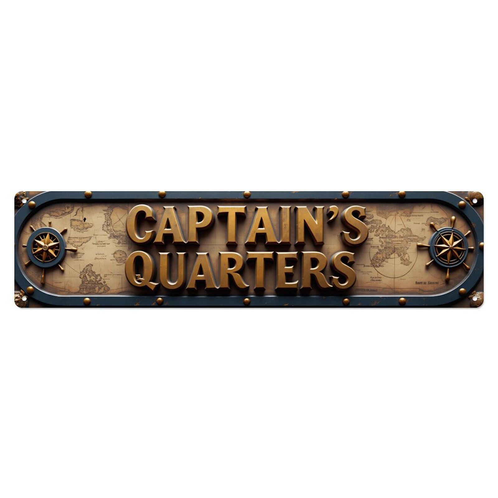 Captain's Quarters Vintage Aluminium Metal Sign, Retro Wall Decor for Home, Bar, Garage & Farmhouse 10 * 40cm