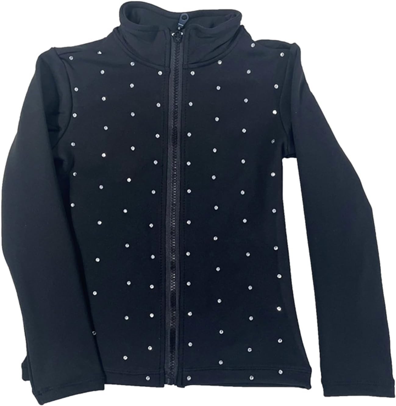 LIUHUO Figure Skating Training Wear Girls Black Shiny Rhinestones Skate Coat