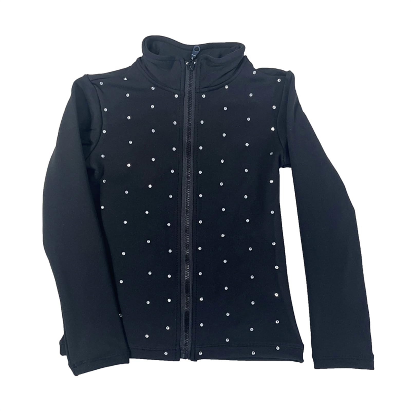 LIUHUO Figure Skating Training Wear Girls Black Shiny Rhinestones Skate Coat
