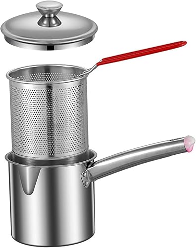 Bothyi Olla para freír profunda, acero inoxidable, con cesta de filtro, antiadherente, práctica herramienta de cocina, olla de cocina para el hogar,
