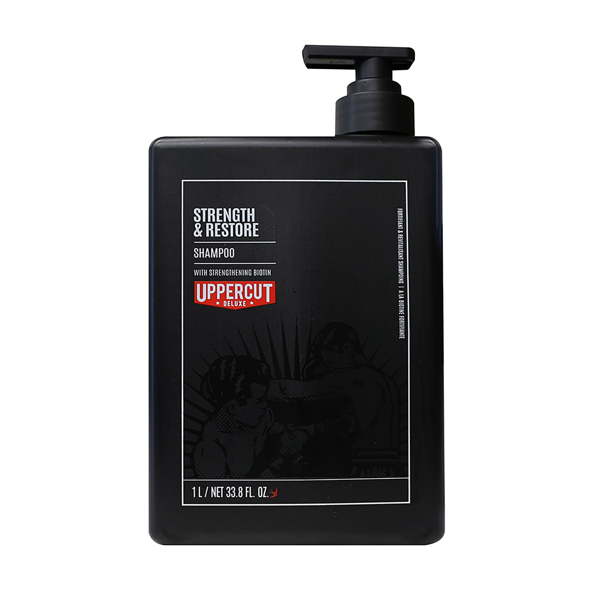 Uppercut Deluxe Strength and Restore Shampoo, Infused with Biotin and Caffeine to Promote Healthy Growth, Suitable for All Hair Types 1L