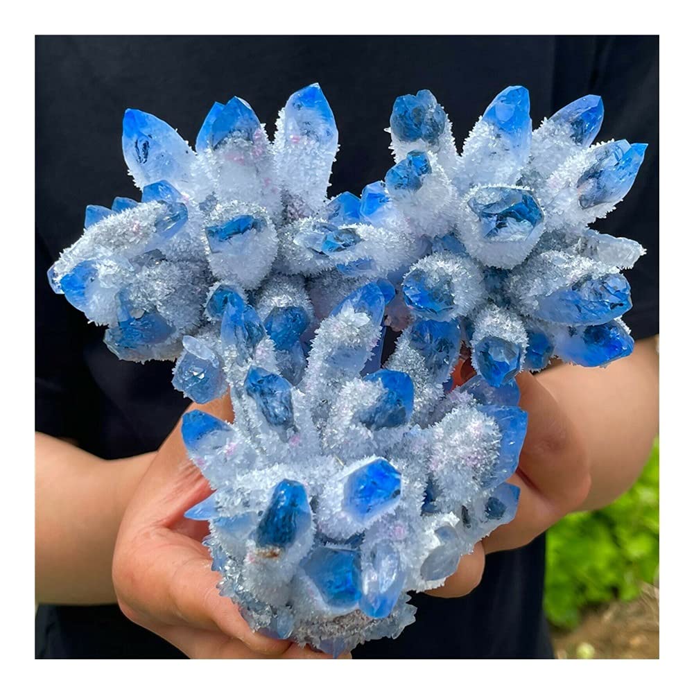 Tbkoly Cristal curativo Natural Cielo Azul Sueño Cristal Transparente Racimo Piedra Mineral Desmagnetización Purificación de Piedra Energía curativa Decoración de Piedra (Size : 500-550g)