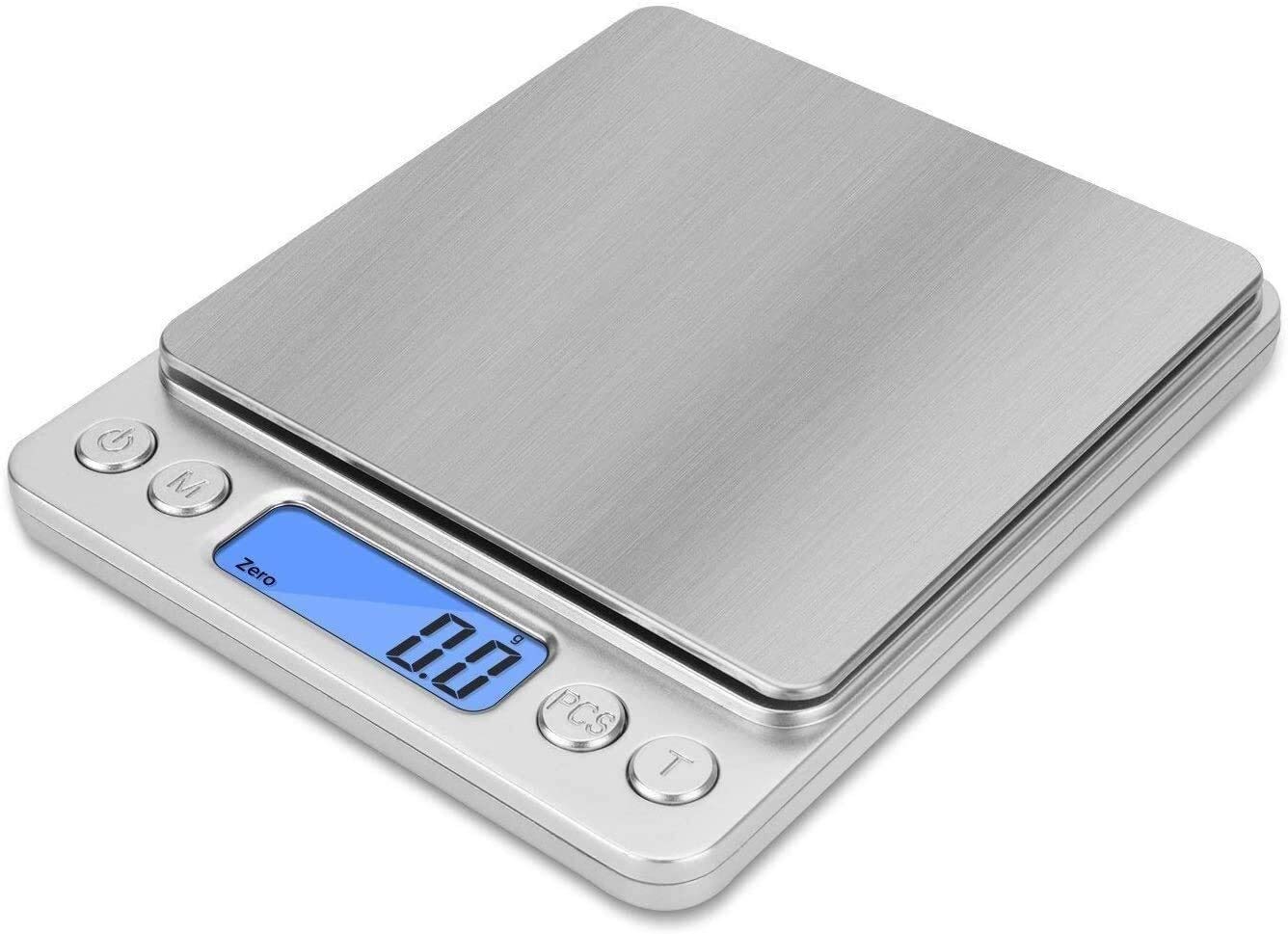 HPTHLY for Kitchen and Jewelry Food Weighing Scales for Kitchen Accurate Electronic Cooking Baking Scales,Stainless Steel Platform Auto-Off Slim Battery-Operate 0.1g-3Kg