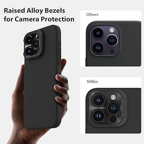 Miniatura 5 de Nillkin CamShield - Funda para iPhone 15 Pro con soporte para cámara, funda de silicona líquida compatible con MagSafe, funda magnética sedosa para