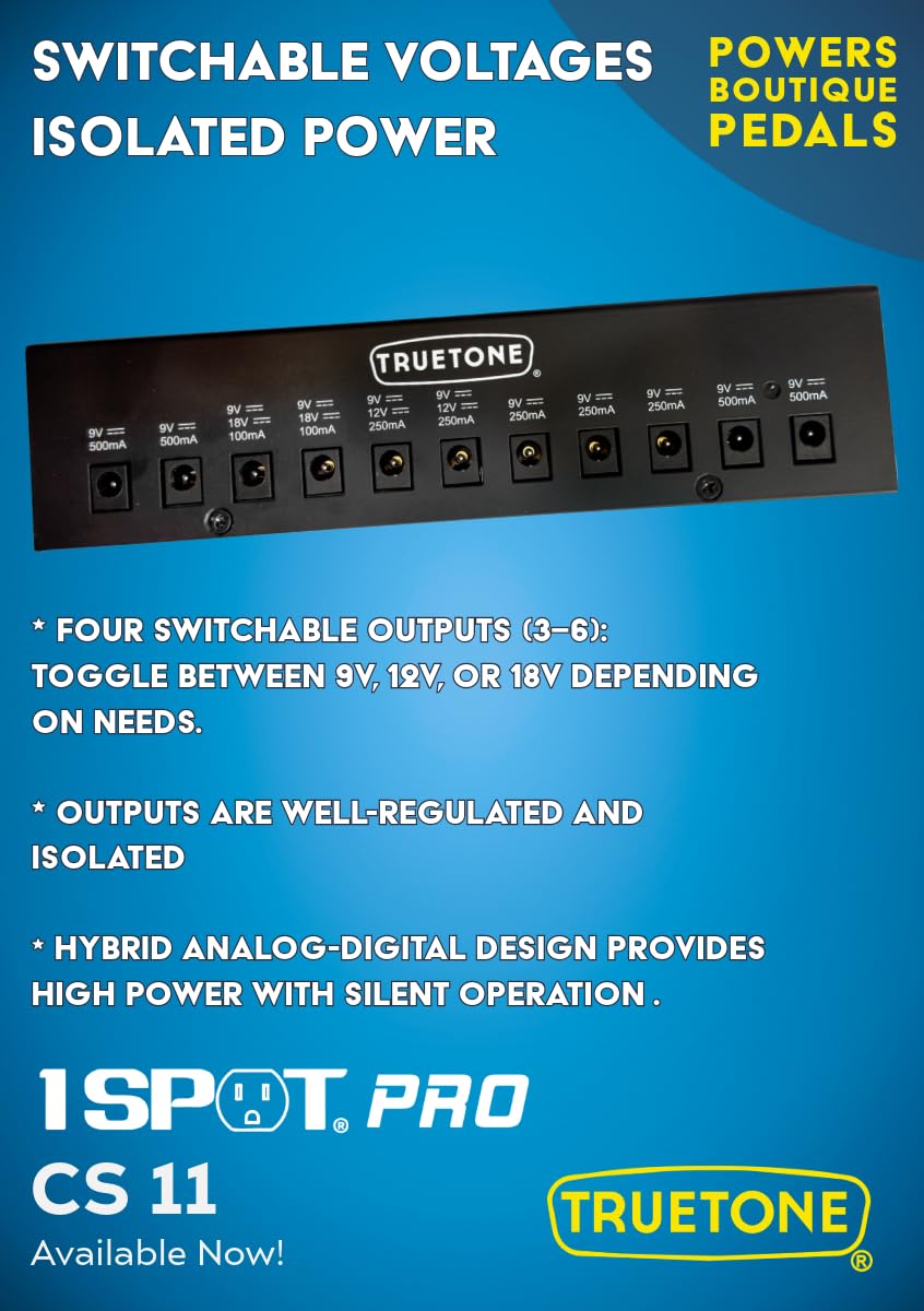 1 SPOT Pro CS11 erweiterbares Gitarrenpedal-Netzteil | 11 isolierte Ausgänge, 9 V, 12 V, 18 V, Studio-Leistung für Ihr Pedalboard
