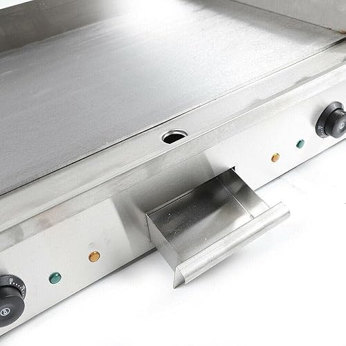 Miniatura 3 de Plancha comercial, 4400 W, 110 V, placa eléctrica de encimera plana, plancha eléctrica de acero inoxidable, control termostático ajustable para