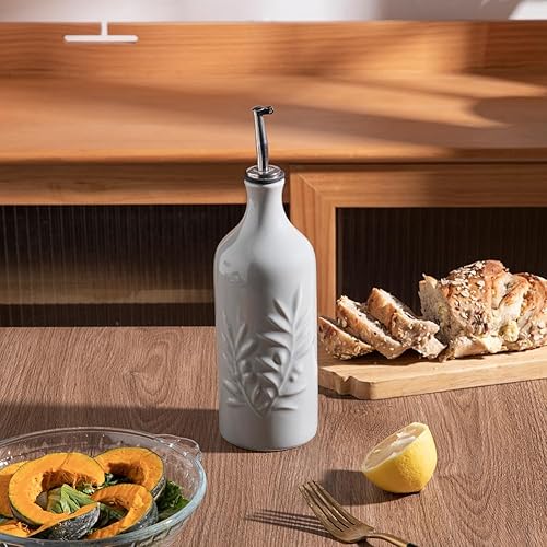 Miniatura 10 de Sweejar Botella dispensadora de aceite de oliva de cerámica, 20 onzas líquidas de aceite opaco que protege el aceite para reducir la oxidación,