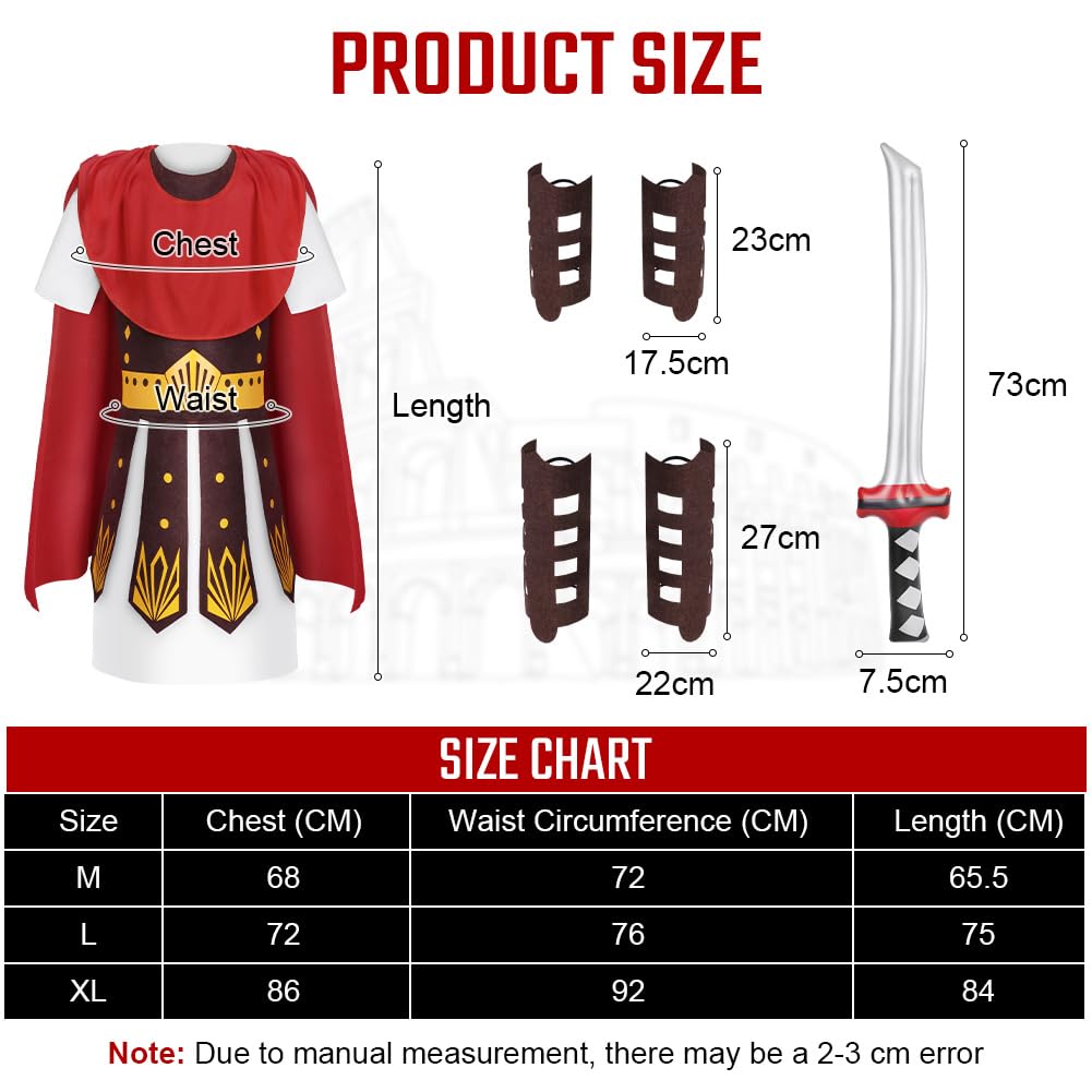 AYBUY Kids Roman Soldier Costume, Boys Roman Costume, Halloween Medieval Historical Theme Costumes, Armor Cape, White Shirt - Image 4