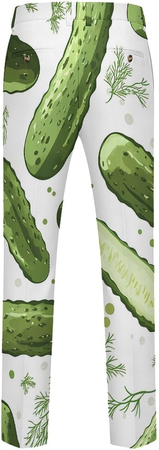 Pickled Rosemary Cucumbers Men's Classic Fit Suit Pants Straight Leg Design Printed Trousers