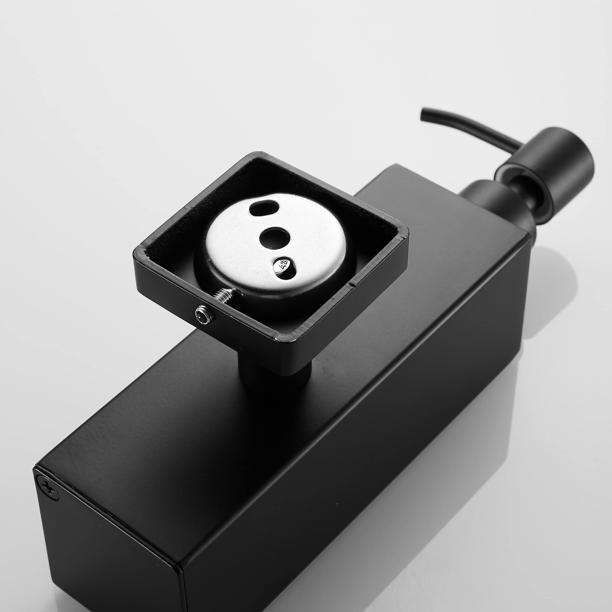 BATHSIR Dispenser di sapone nero, in acciaio inox, dispenser di liquidi con finestra visiva, montaggio a parete, bottiglia di sapone per le mani con pompa, per piatti, piano di lavoro, cucina, bagno