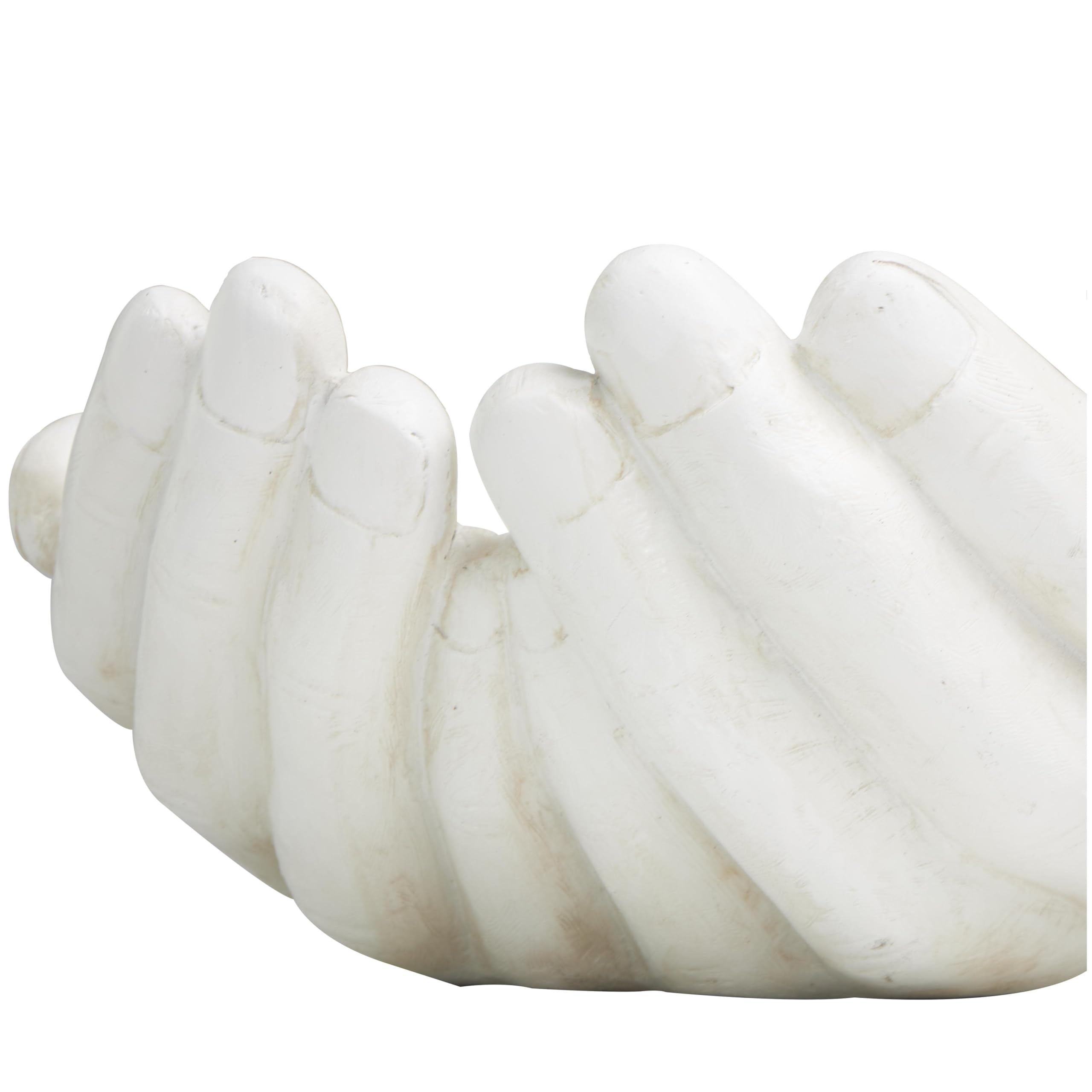 Deco 79 Sculpture décorative en polystone Mains Ouvertes pour décoration d'intérieur, Figurine d'accentuation 38,1 x 40,6 x 17,8 cm, Blanc