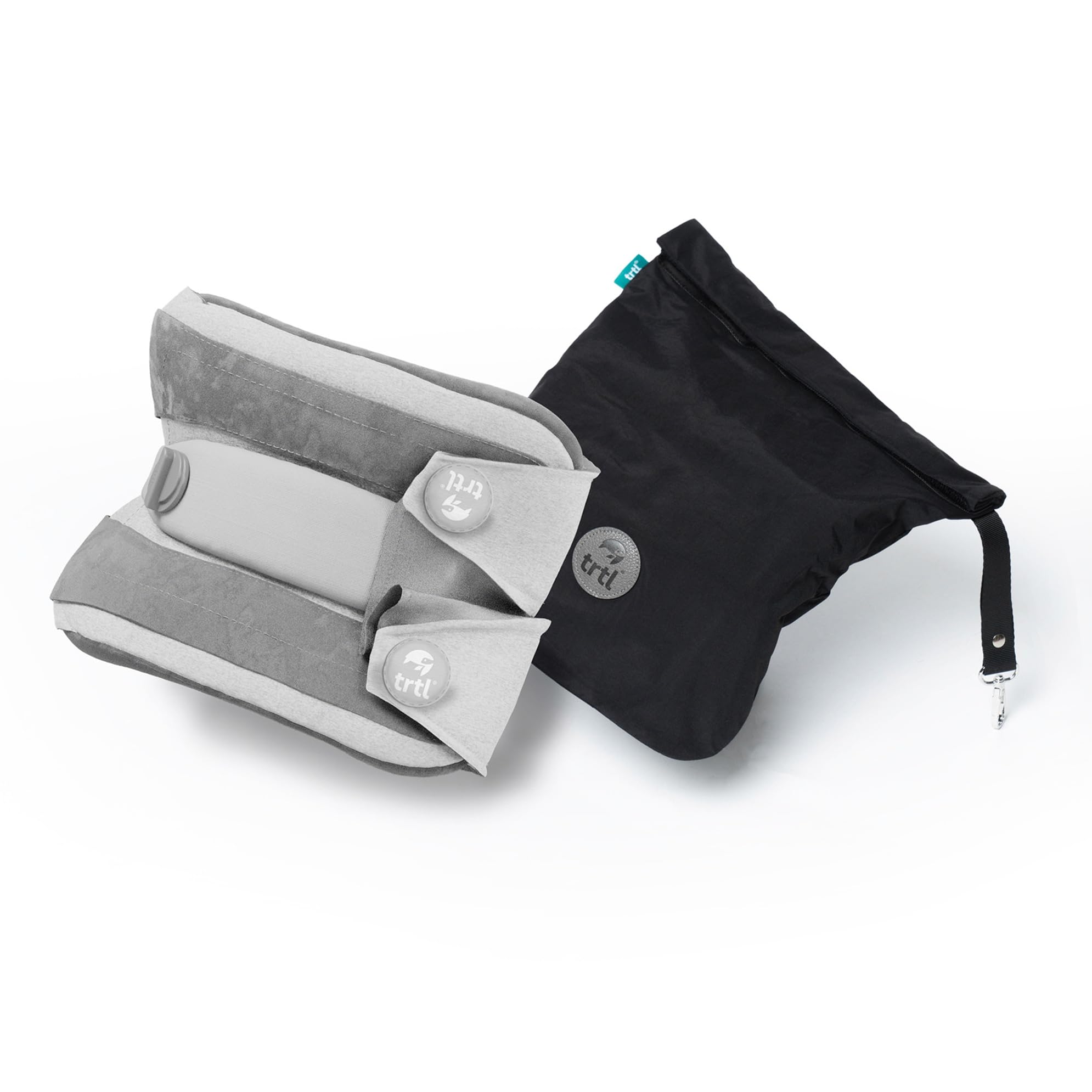 trtl Travel Pillow Plus Grau | Höhenverstellbares Nackenkissen für Flugzeug & Auto | Platzsparendes Reisekissen | Für alle Körpergrößen geeignet