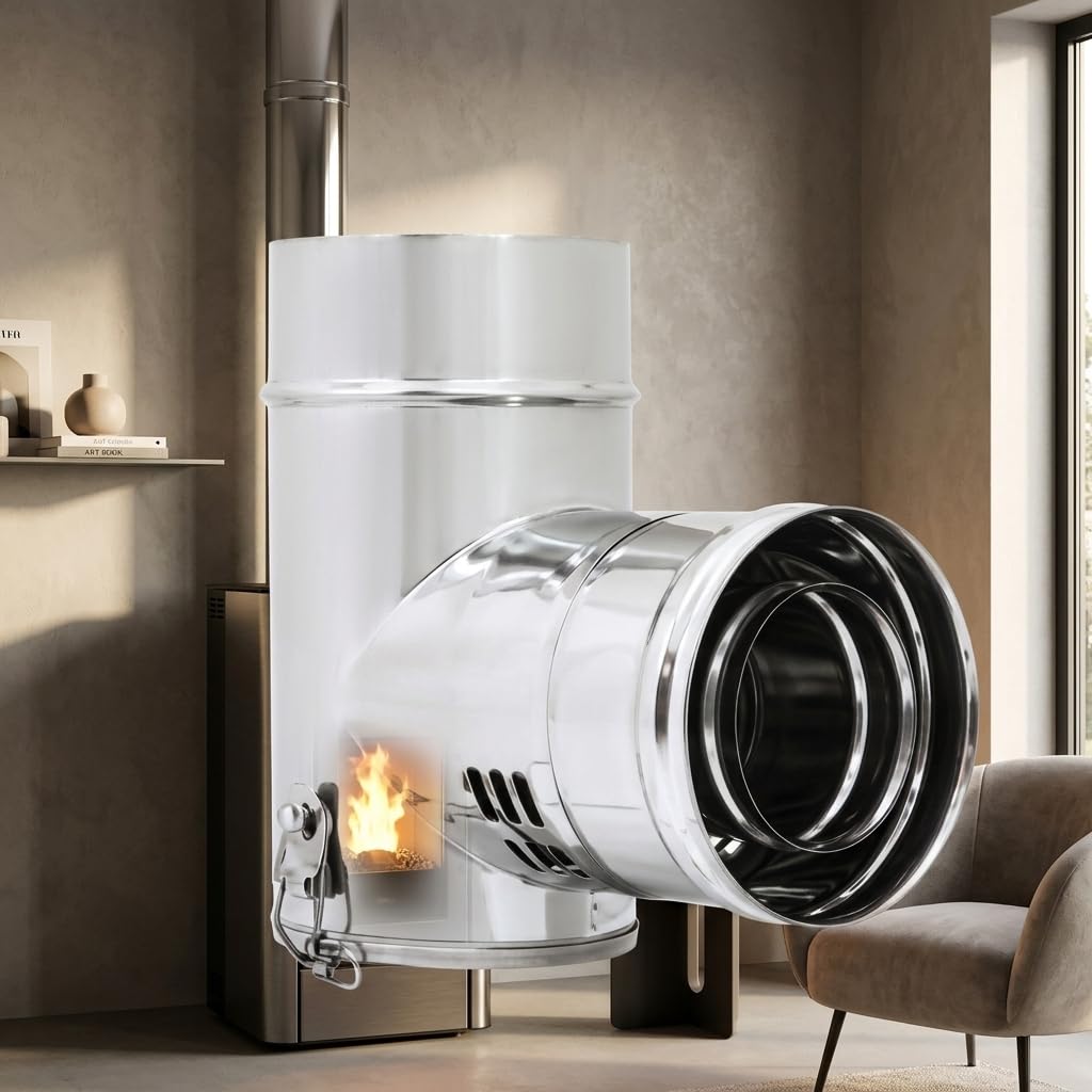 MAKA Codino Coassiale T 90 Femmina-Femmina FF Pellet Inox Ø 80/130 mm