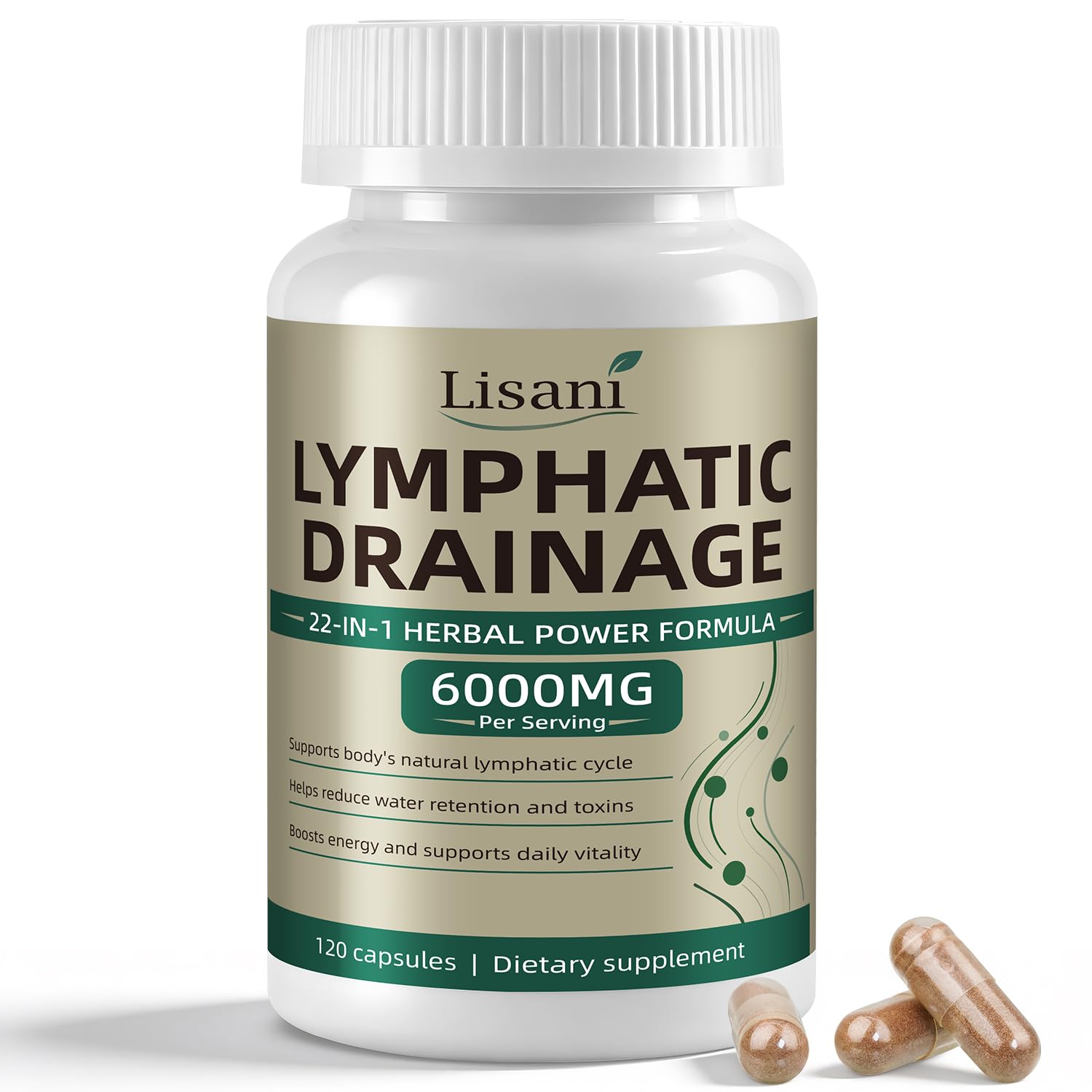Lymphatic Drainage Supplement, Support Bloat & Fluid Balance 120Ct 120 Count (Pack of 1)