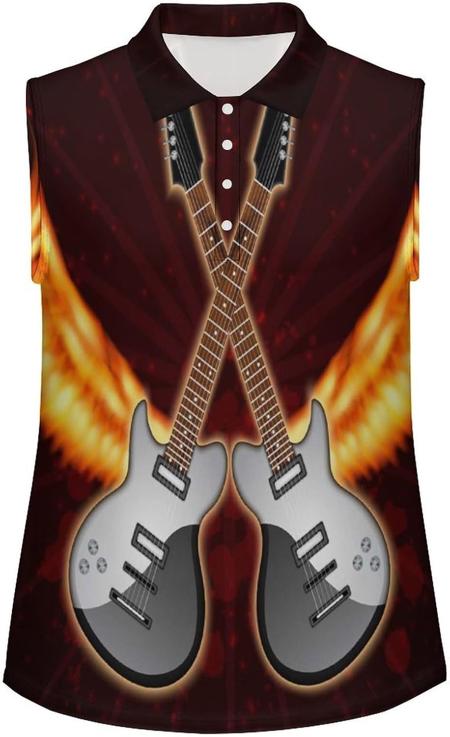 Fire Electronic Guitar Women's Golf Shirt Sleeveless Polo Shirts Tank Tops Blouses Tennis T-Shirts Casual