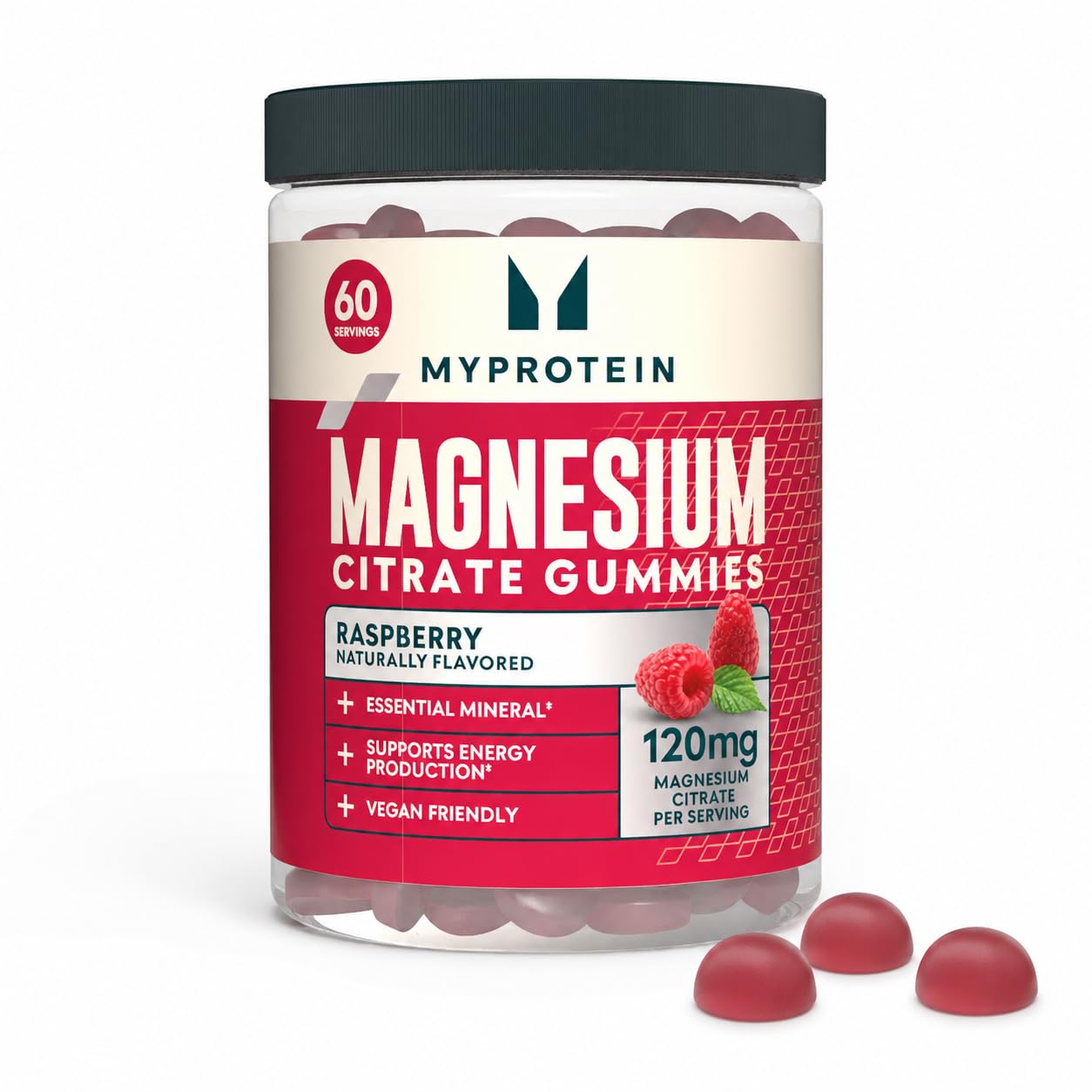 Myprotein Magnesium Citrate Gummies, 120 mg, Raspberry, 60 Servings