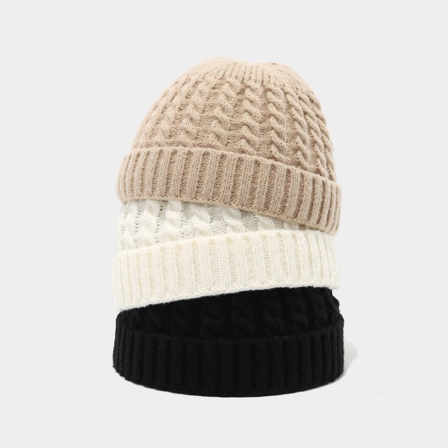 Winter Fisherman Beanie Hat for Men Women Soft Warm Twisted Knit Cuffed Cap image 2