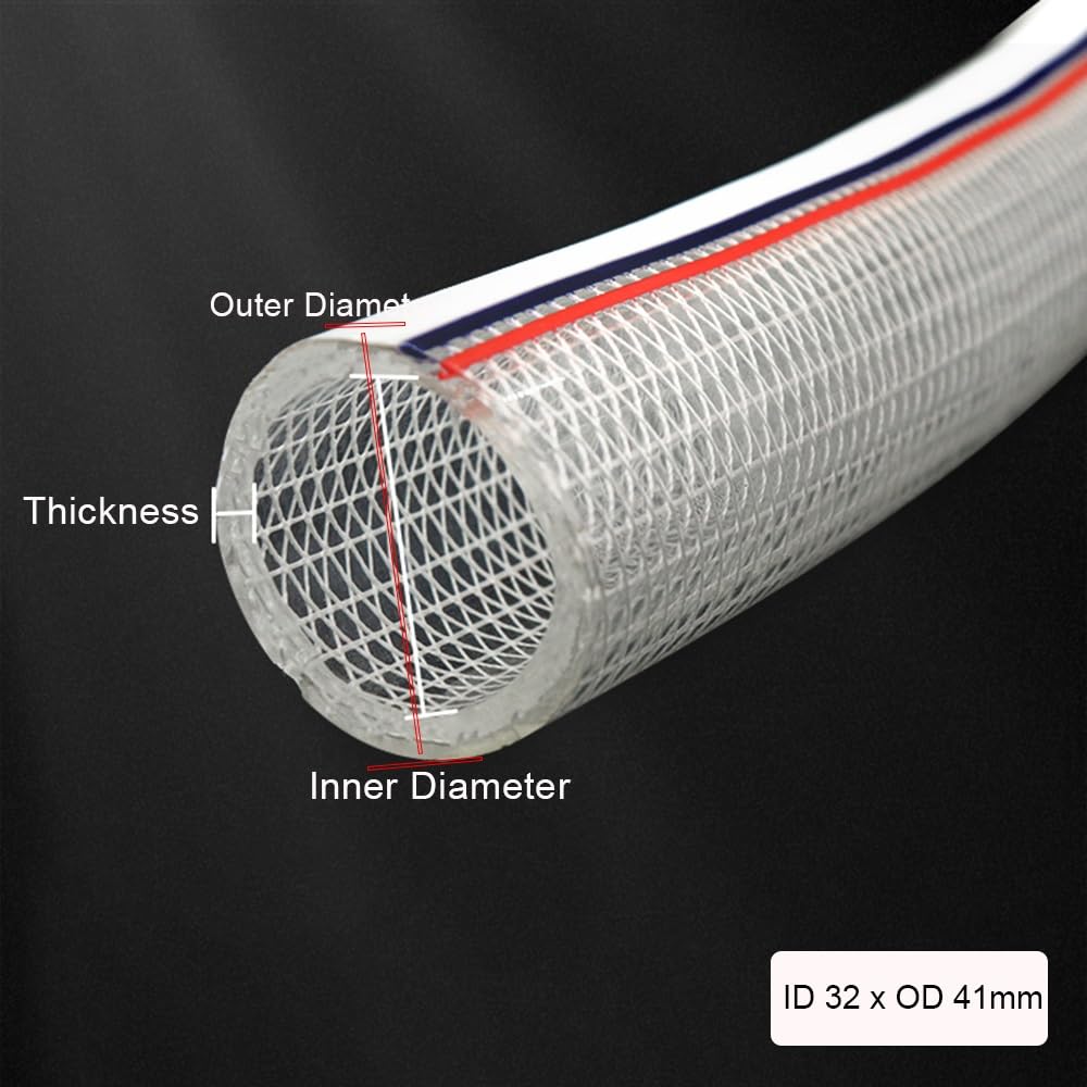 gomma flessibile Tubo flessibile rinforzato con fibra di PVC Tubo di cloruro di polivinile Tubi idraulici trasparenti a rete intrecciata Tubi dell'acqua da 1 metro elastico di drenaggio (Color : ID 3