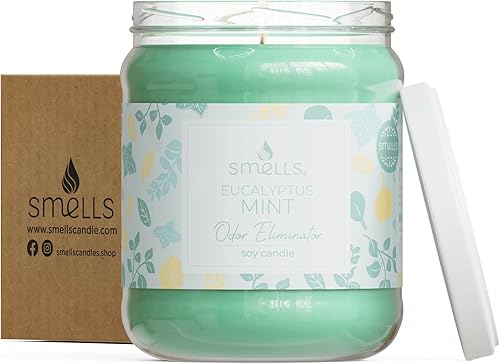 Eliminador de olores - Vela perfumada en tarro de cera de soja de alta calidad de 12 onzas y 16 onzas. - 100% algodón con una sola mecha y 3 mechas