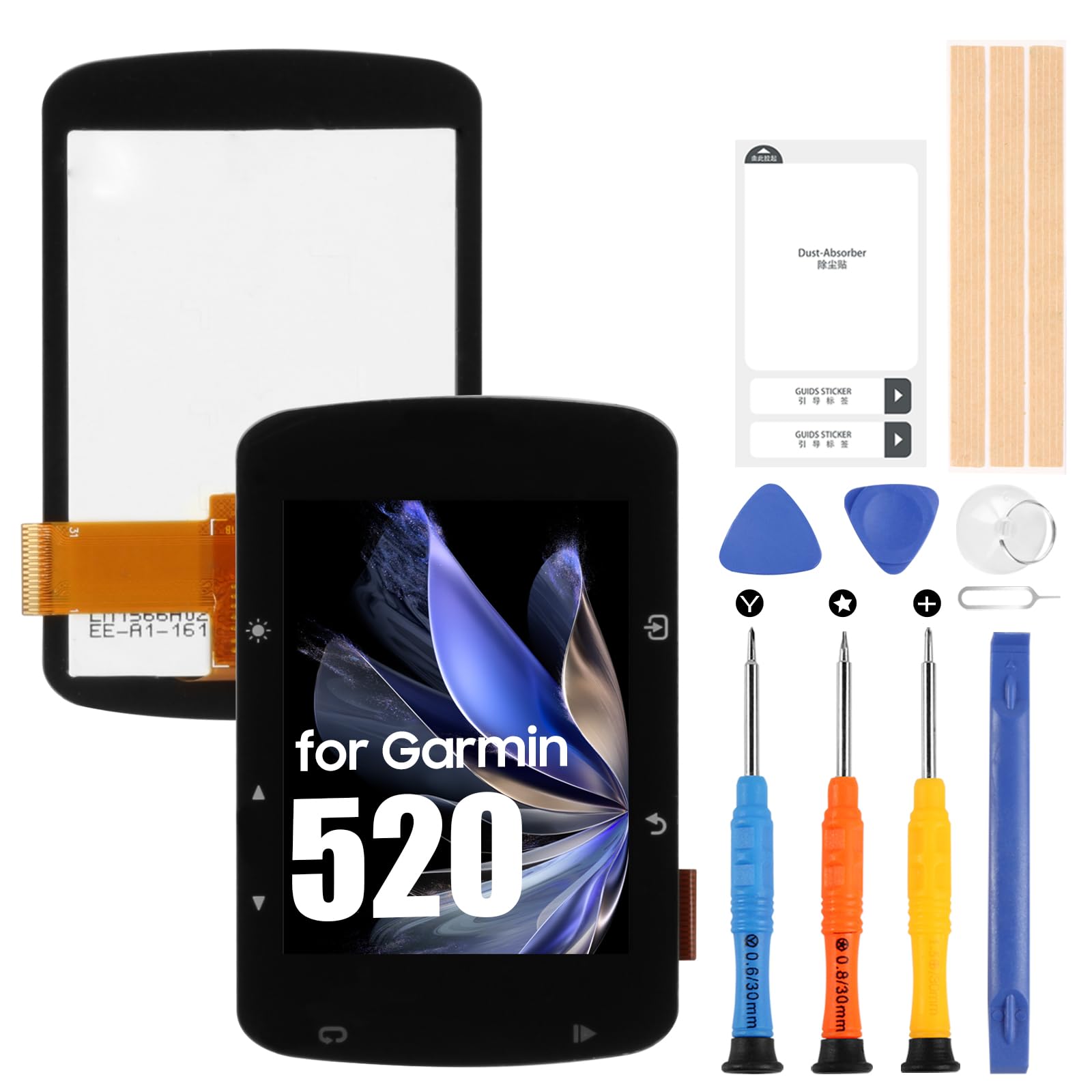 Schermo LCD per Garmin Edge 520 520Plus 520J Display LCD per Garmin Edge 520 Bici Speed Meter Touch Screen Digitizer Assembly con Kit di riparazione (nero)