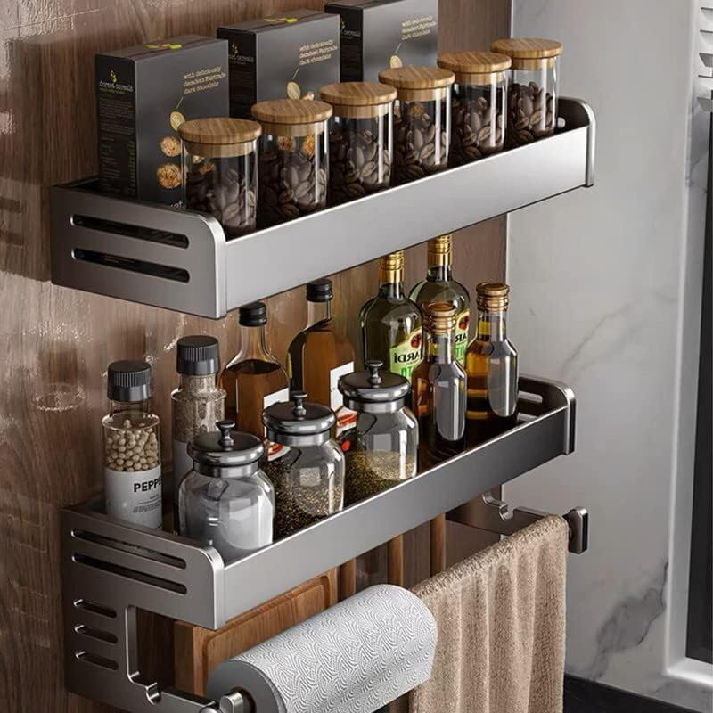 Spice Rack Organizer, Wall Mounted Metal Hanging Seasoning Rack - Space ...