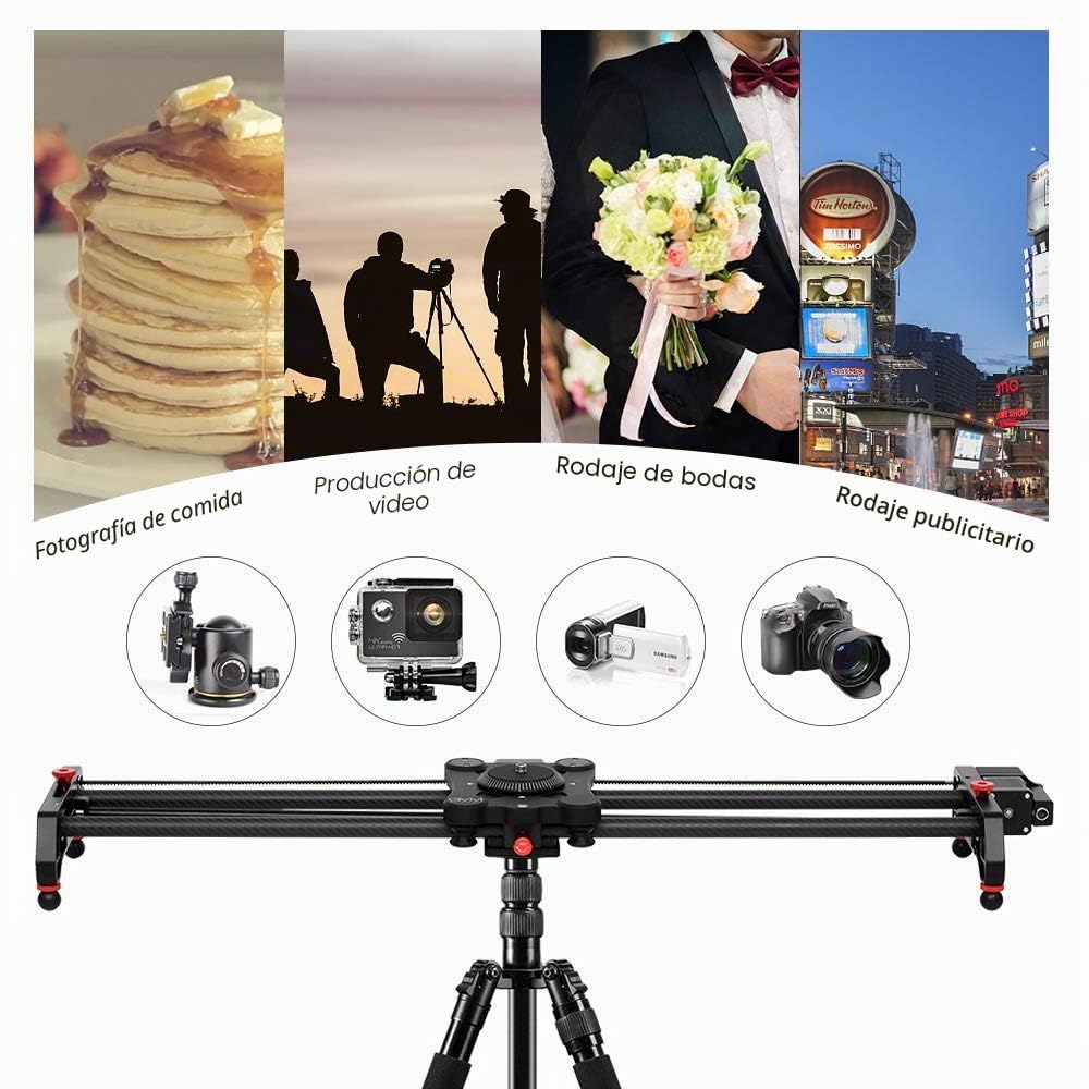 Slider cámara GVM Track Dolly Slider - Sistema de rieles con Acelerador motorizado y Tomas de vídeo Follow Focus Shot - Disparo panorámico de 120° - 80cm