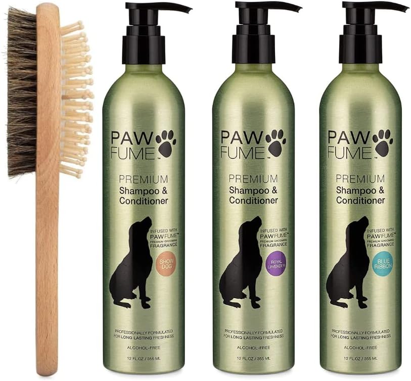 PAWFUME 2in1 Pet Brush + Pawfume Dog Shampoo and