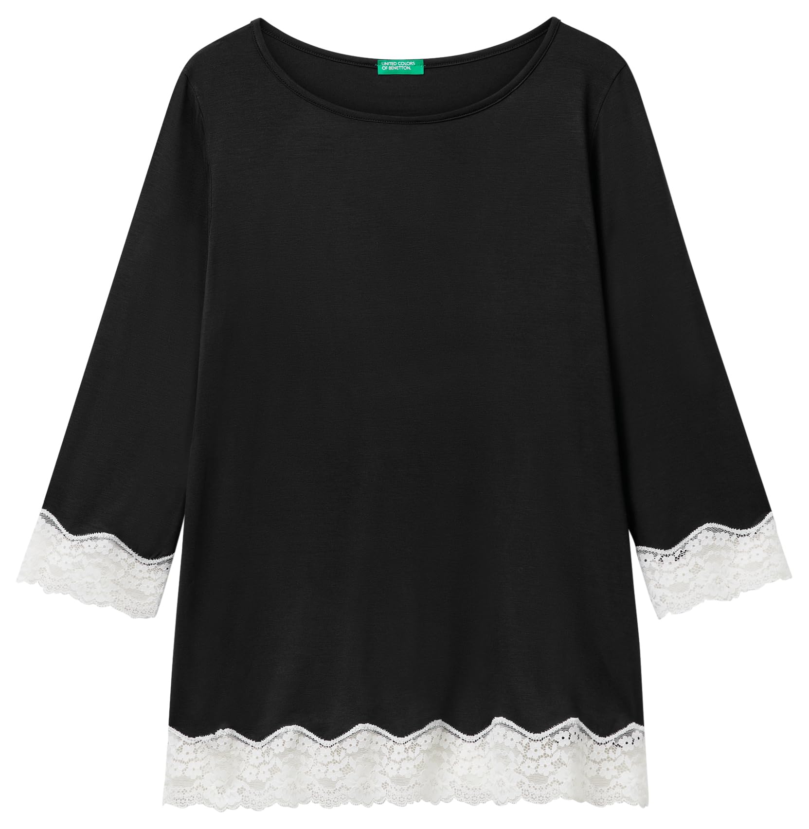 United Colors of Benetton Maglia M/L 3z123m07e Camiseta de Pijama, Negro, S Mujeres