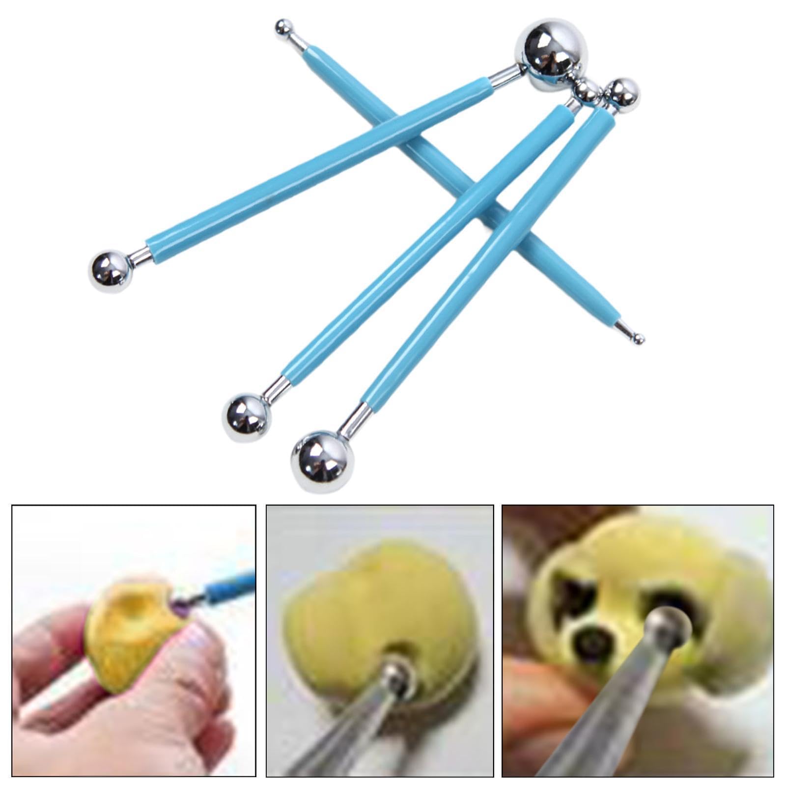 F Fityle 3x 4 Punzoni a Sfera per Puntinatura, Punzone a Sfera per Goffratura di Motivi, Strumento per Modellare E Scolpire