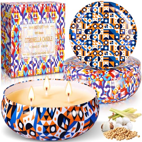 Purpledi Velas de Citronela,100% Natural Cera de Soja Candl,Velas Perfumada con Limón,Velas Aromaticas,per Exterior Interior, camping, hogar, jardín, picnic,regalos, 2 * 13.5oz,100h