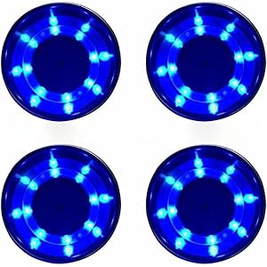 4Pcs Stainless Steel Cup Drink Holder Blue LED Built-in for Marine Boat Truck RV