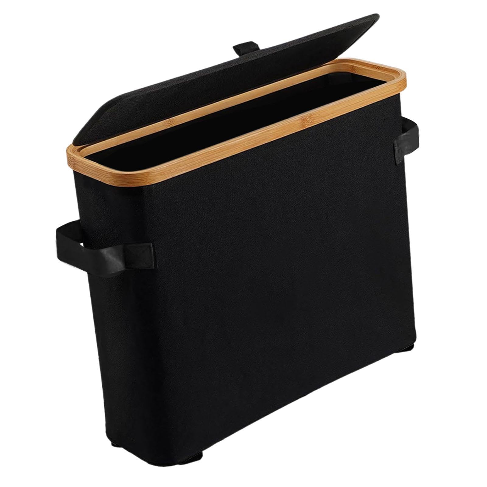 Bhfziap Black Bamboo Toilet Paper Storage Toilet Roll Storage Box Large Bathroom Organizer,