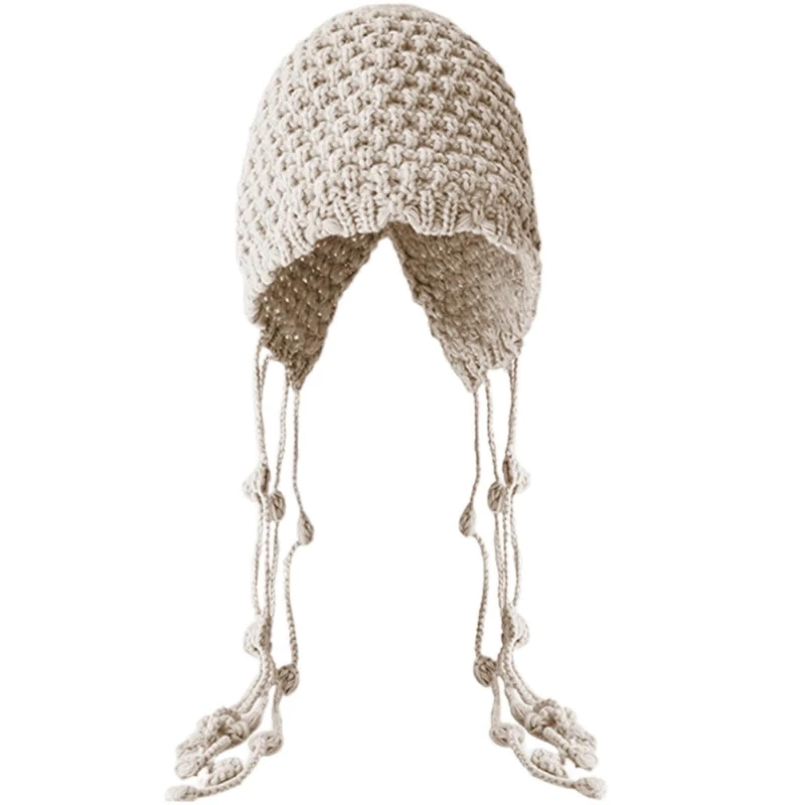 Strickmützen Hüte Mützen Caps Beanie Handgemachte Strickmütze Damen Quasten Hüte Skullies Mützen