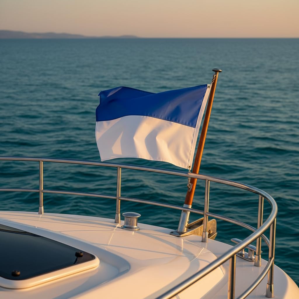 Dive Boat Alpha Flag Lekkie Nurkowanie Niebiesko-białe Flagi 70x60cm Poliestrowa Flaga Nurka z Jasnymi Kolorami do Nurkowania Pod Wodą