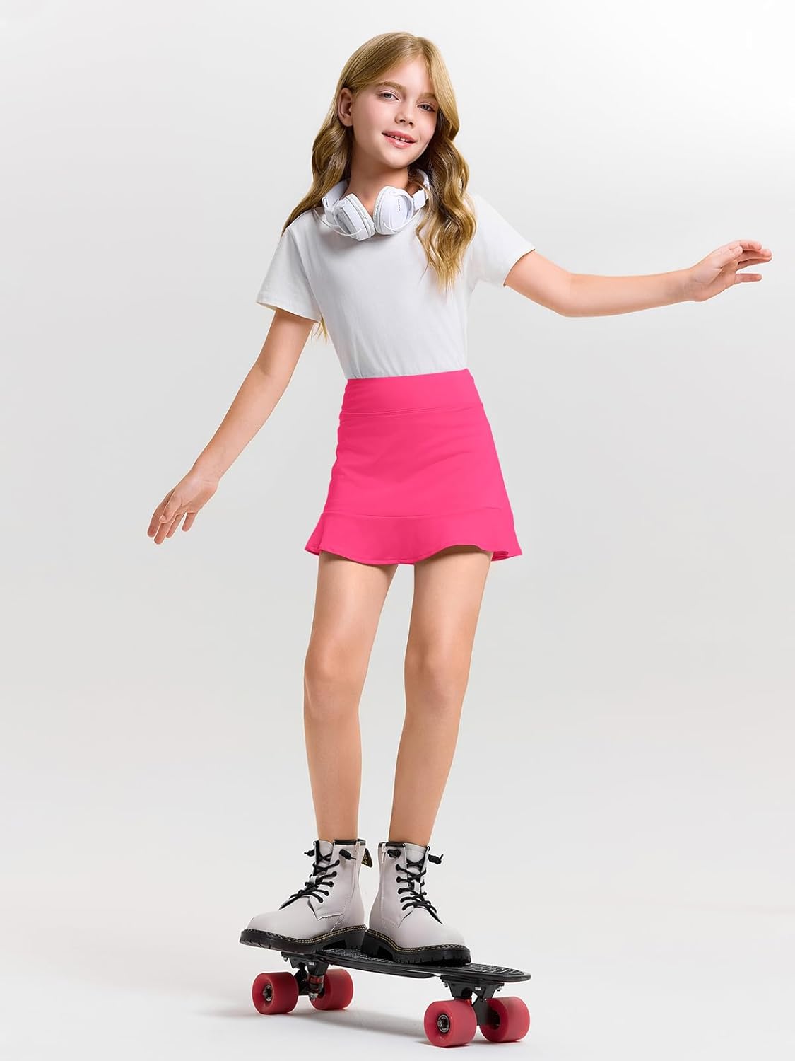 Haloumoning Girls Athletic Tennis Golf Skirts with Shorts Kids High Waist Ruffle A-line Skorts with Pockets 5-14 Years - Image 7