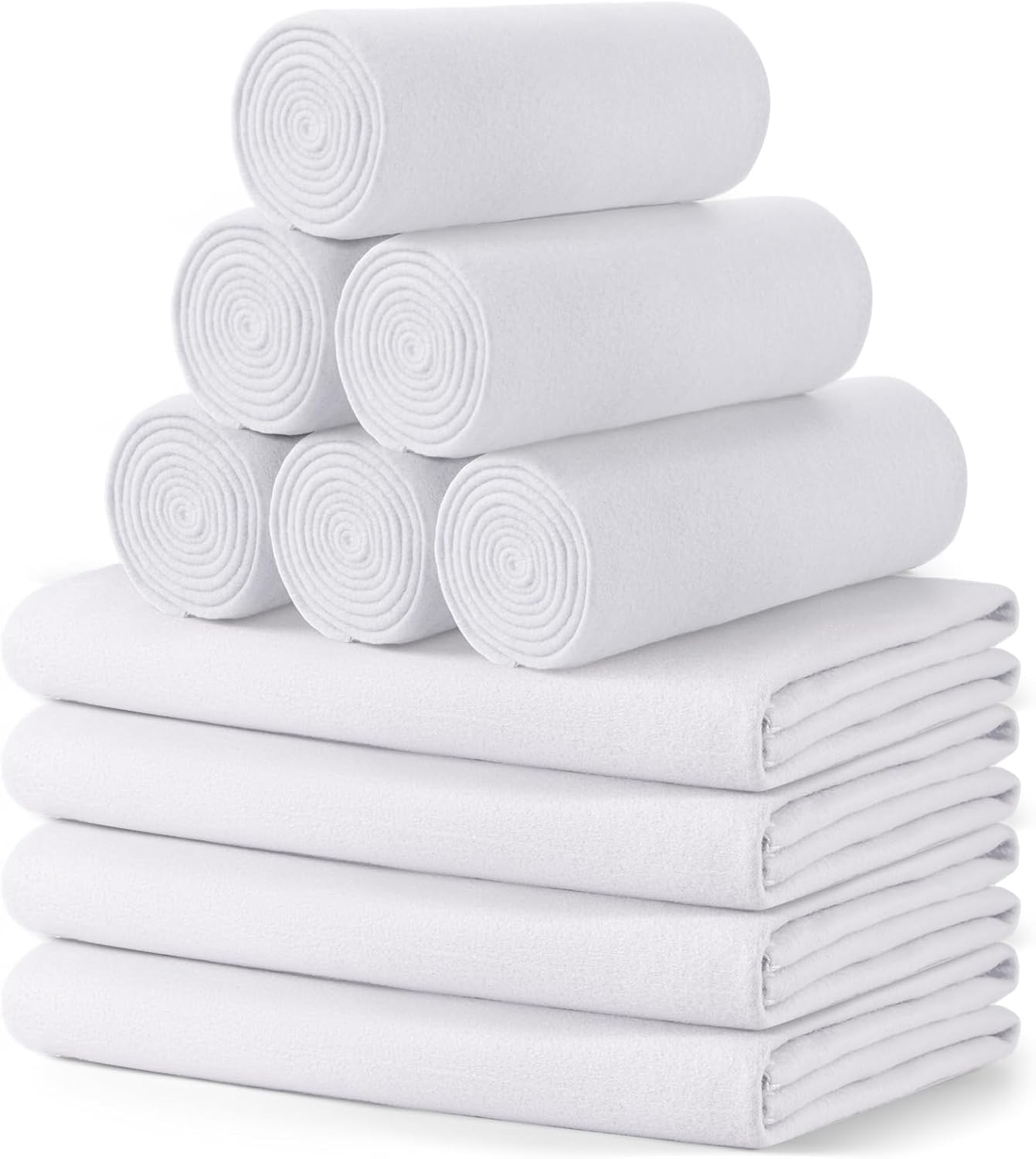 Buryeah 10 Pcs Fleece Blanket Bulk Soft Warm Fleece Blankets Cozy Lightweight Throw Blankets Plush Pet Throw Blanket for Home Bed Sofa Office Wedding Gifts Travel(50" X 60",White)