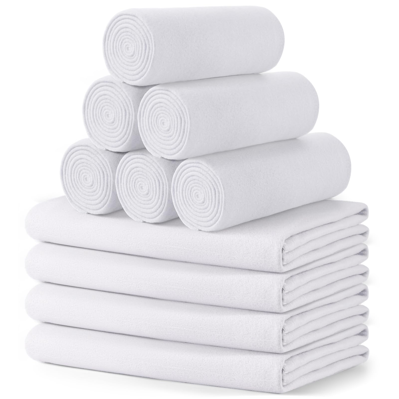 buryeah 10 pcs fleece blanket bulk soft warm fleece blankets cozy lightweight fleece throw blankets plush fleece pet blanket for home bed sofa office wedding gifts travel (white,50 x 60)