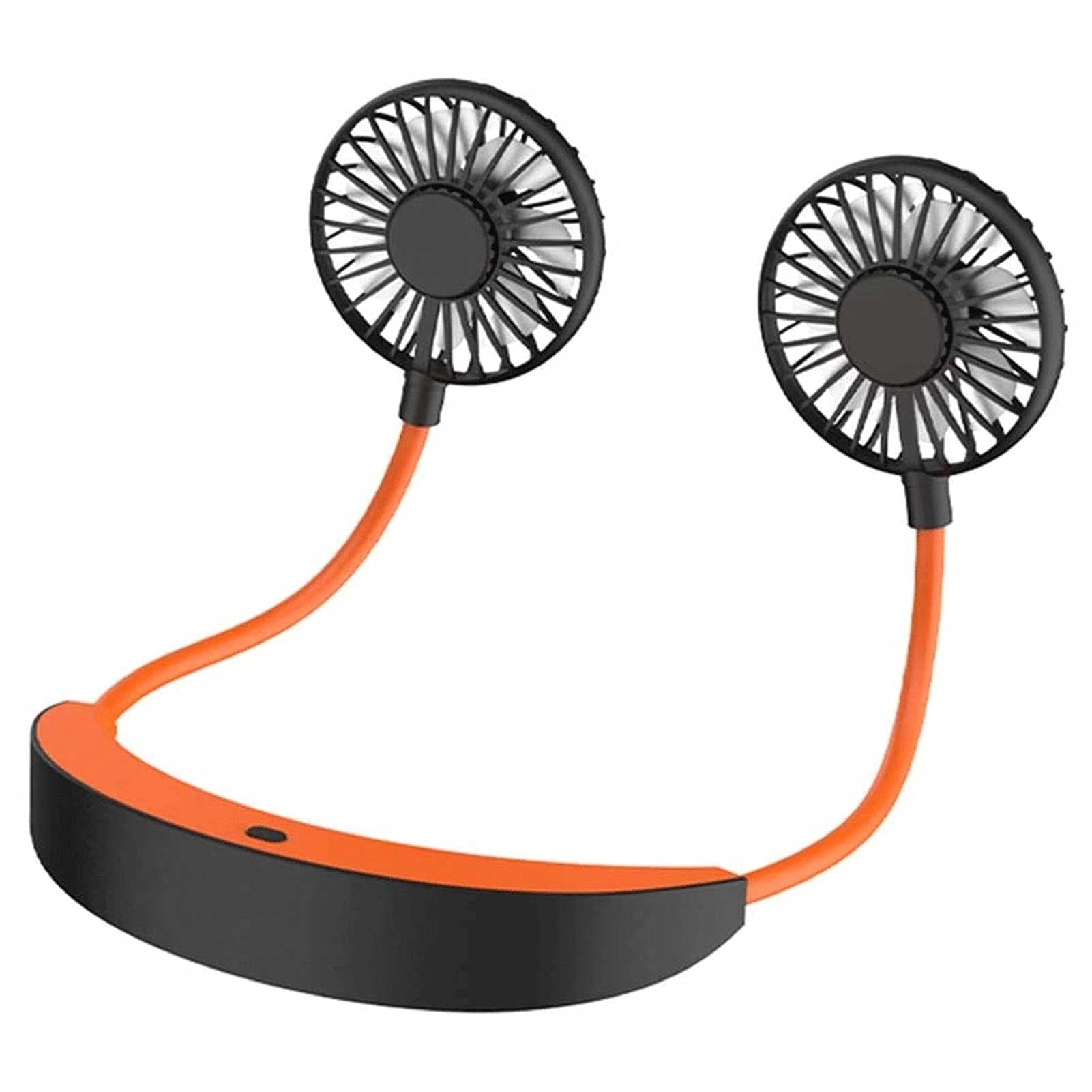 VSULZVNU Hanging Neck Fan, Hands-Free Fan Necklace USB Charged Mini Fan Portable USB Personal Fan with USB Cable 4 Speeds and 360 Degree Rotation for Outdoor Sport Low Noise Design (Color : Orange)