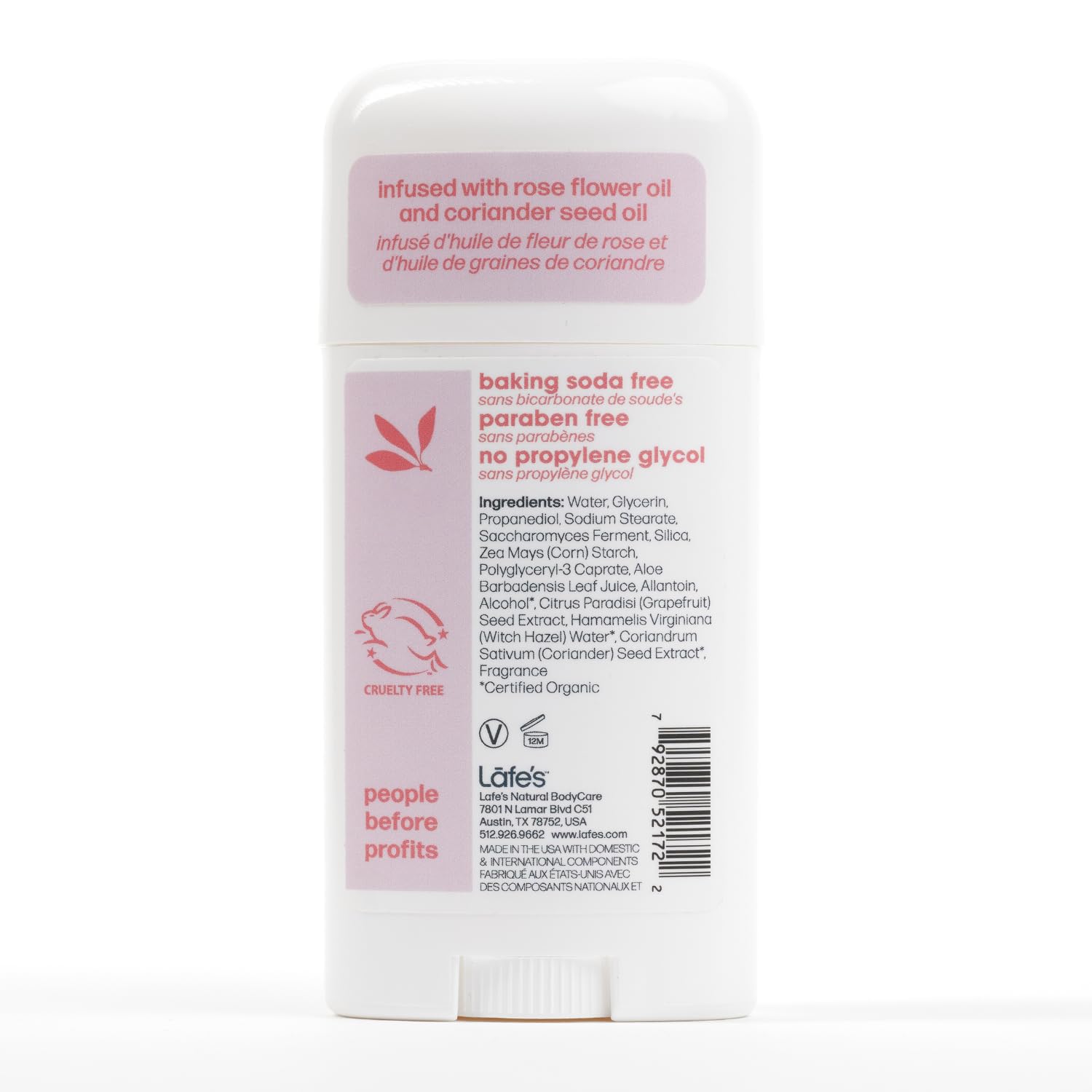 Lafe's Natural Deodorant | 2.25oz Aluminum Free Natural Deodorant Stick for Women & Men | Paraben Free & Baking Soda Free with 24-Hour Protection (Rose & Coriander, 2.25oz) - Image 3